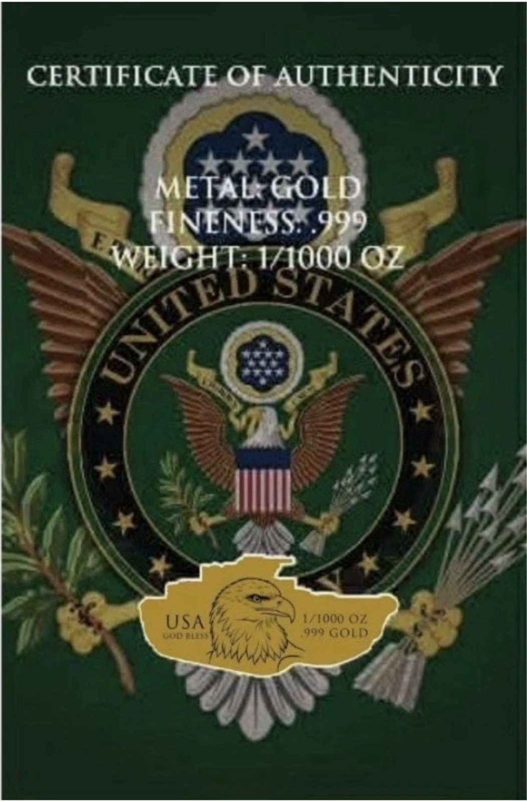 U.S. Army Tank Shaped 1/1000 oz Gold Coin in Card – 9,999 Mintage – IN STOCK!!