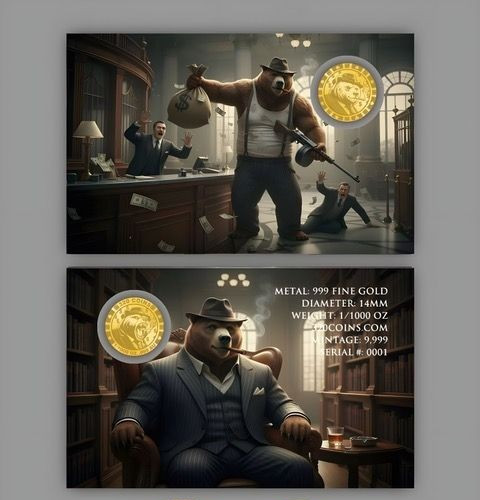 2026 Gangster Bear 1/1000 oz Gold Coin Liberia (9999 Mintage)