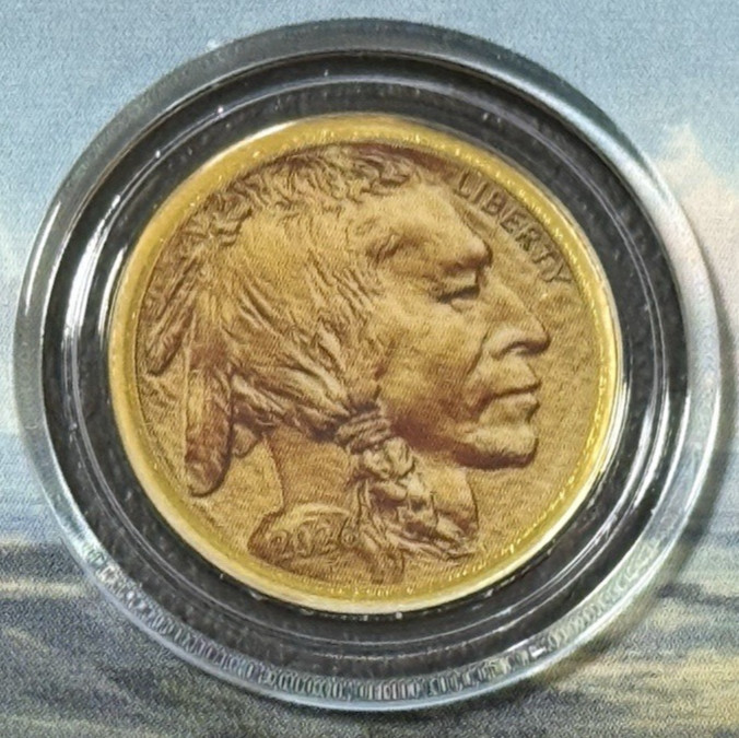 1/200 Oz .9999 Gold Liberia $30 American Buffalo Indian Coin in COA Card Capsule