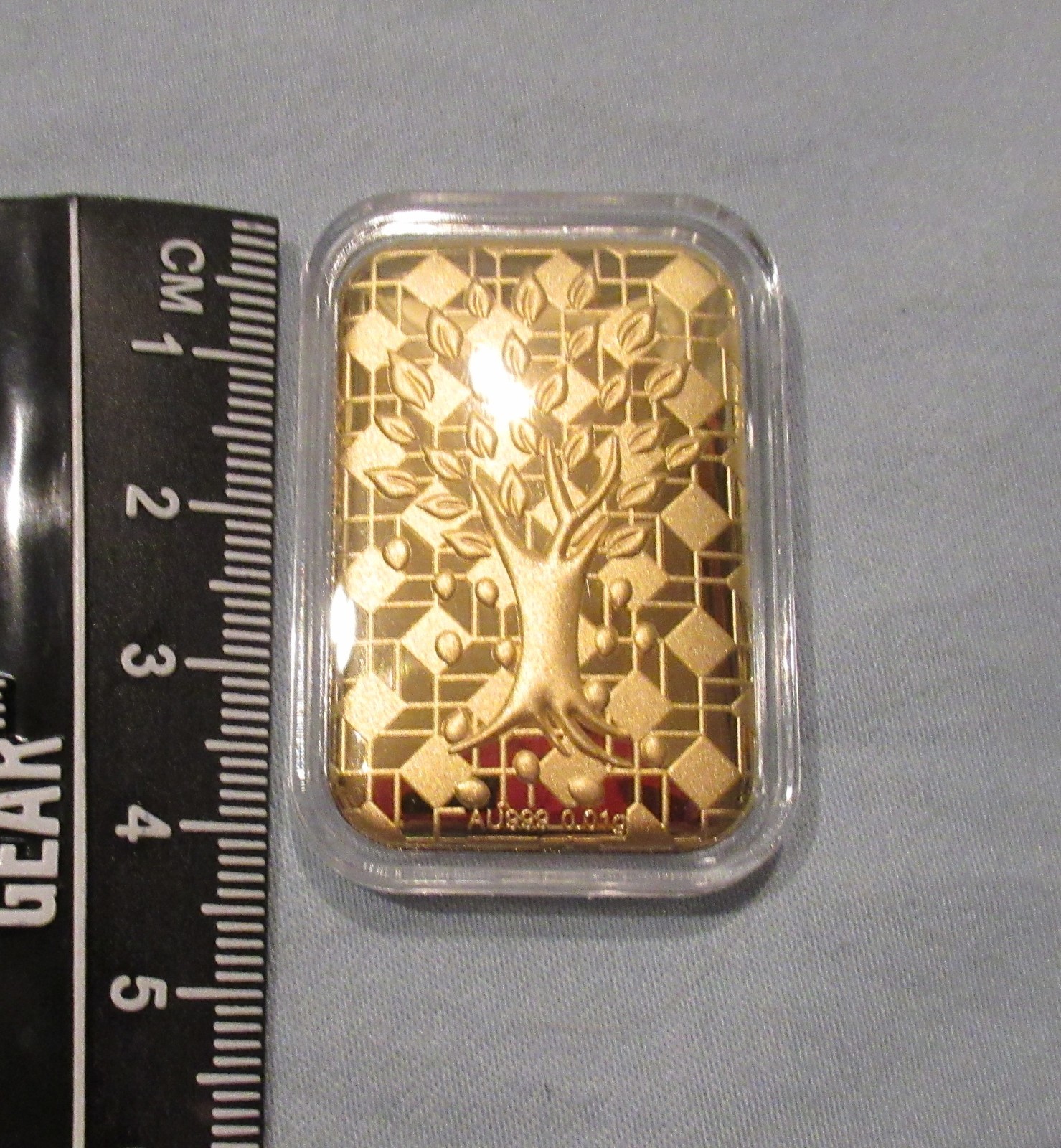 24K Yellow Gold Tree of Life Emboss Sheet 0.01g – Rectangle 31×45.5mm