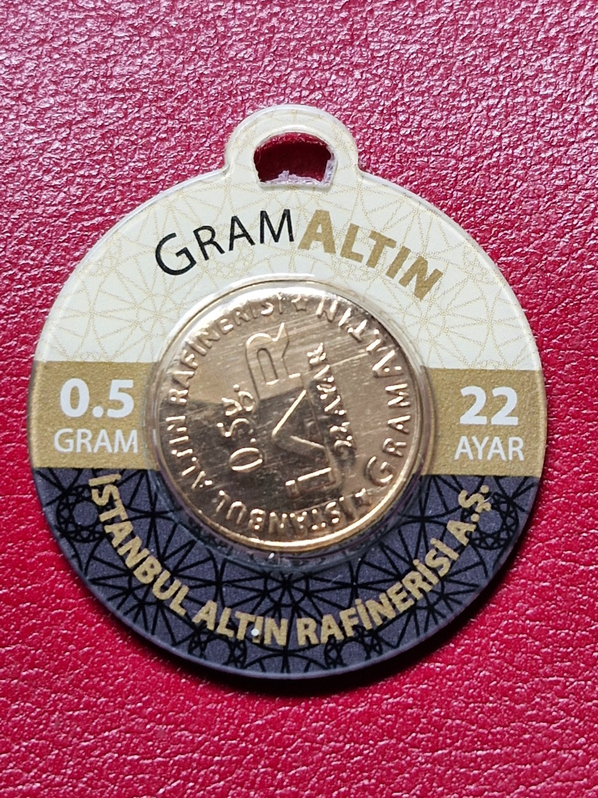 Turkey 0.5 Gram 22 K Gold Disc In Assay Disc Rare Piece