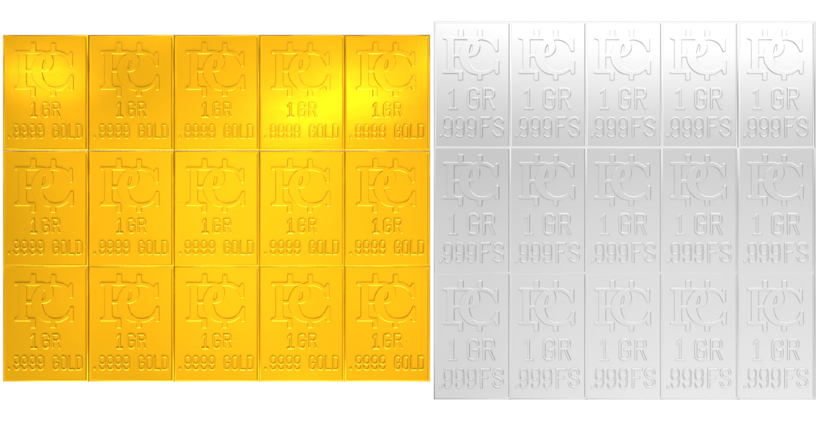 1 Gram of Gold/Silver Snap Bars Breaks into 15 One GR Bars Precious Metal