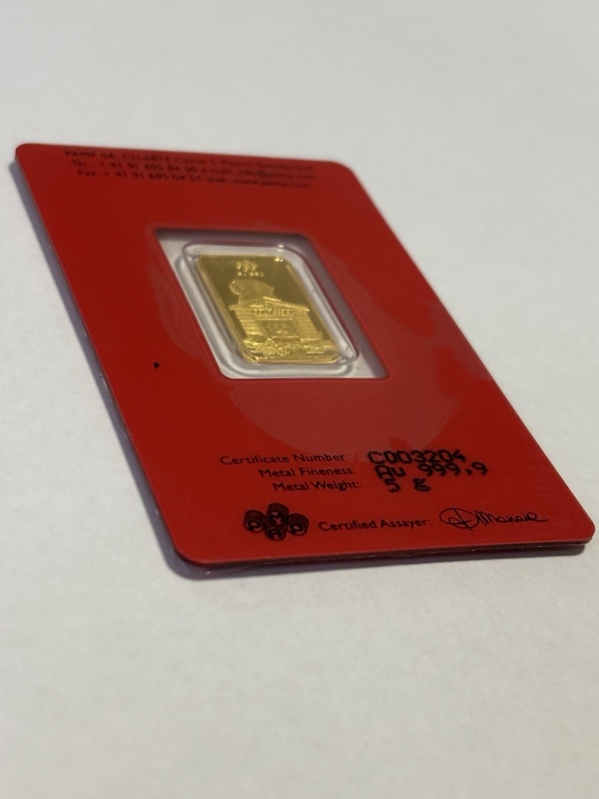 PAMP Suisse 5g Gold Year of the Dog – The Lunar Calendar Series in Assay