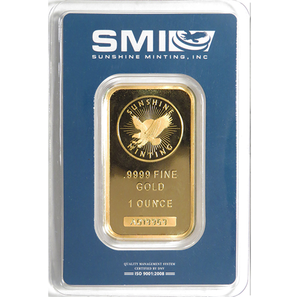1 Troy oz Sunshine Mint Gold Bar .9999 Fine Sealed In Assay Mint Mark SI