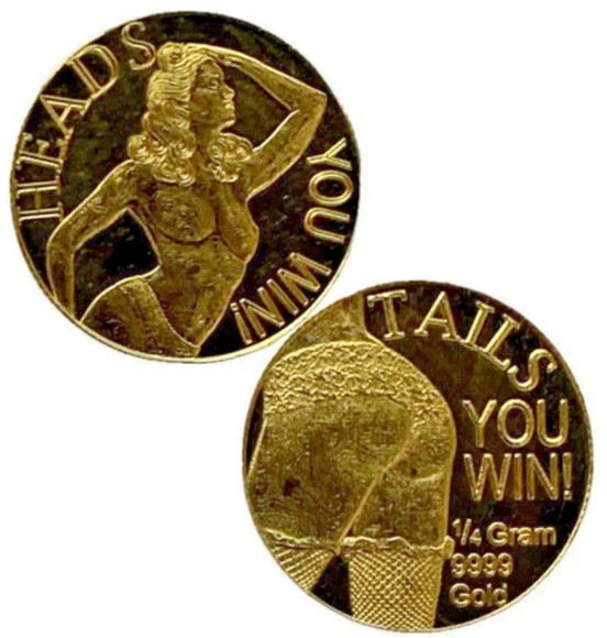 1/4 Gram .9999 Fine Gold Round Heads You Win Tails You Win Monarch Clear Capsule