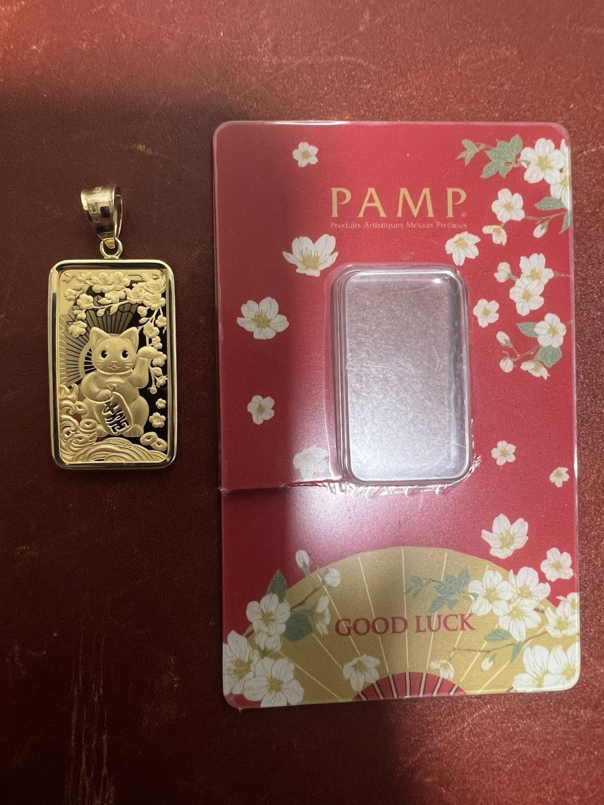 PAMP 1/2 oz GOOD LUCK MANEKI NEKO CAT GOLD BAR & 14K BEZEL FREE WITH PURCHASE!