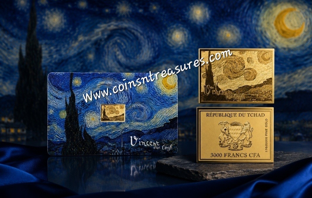 Vincent Van Gogh Starry Night 1/1000 Oz .999 Gold in Coin card