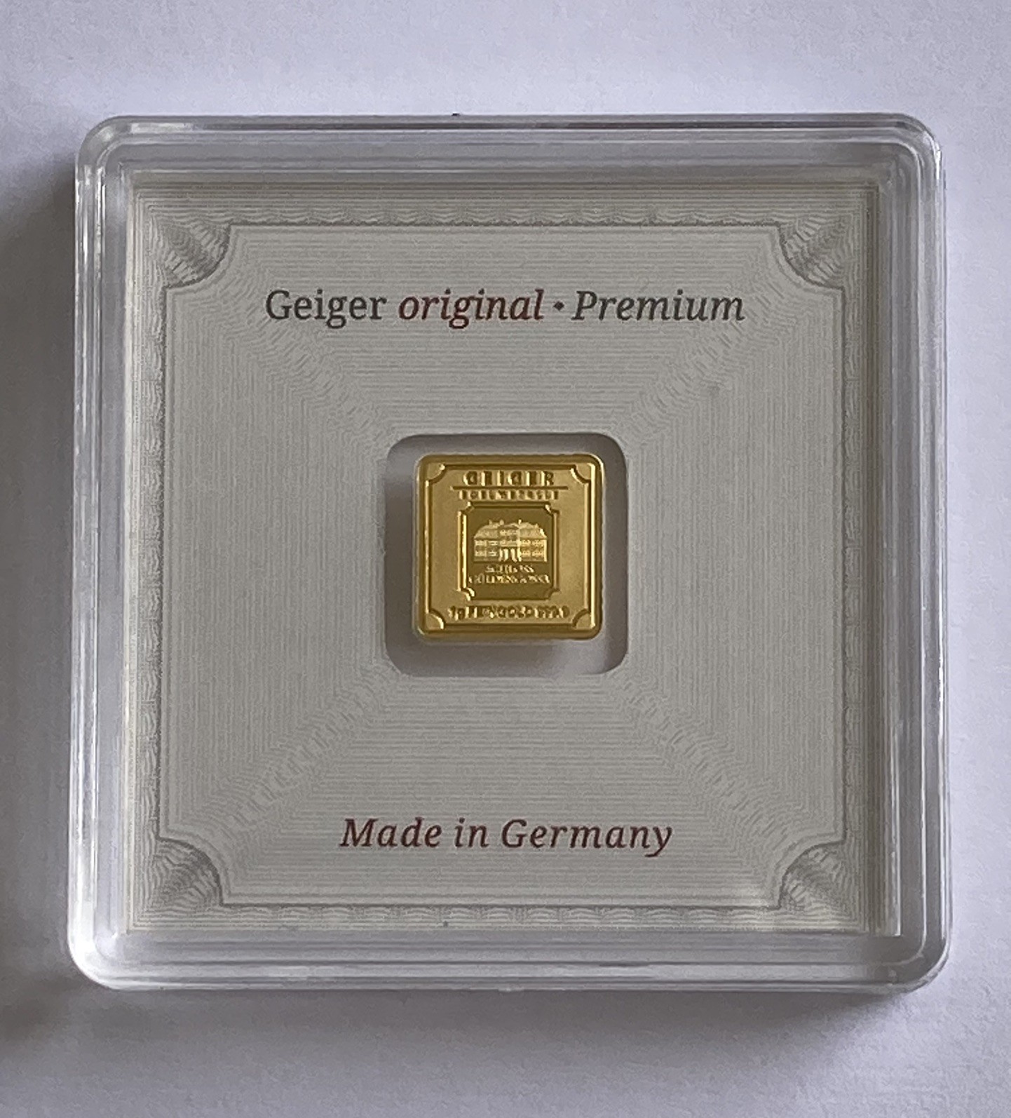 Geiger Edelmetalle 1g Gold Fine Bar 999.9 in Sealed Capsule