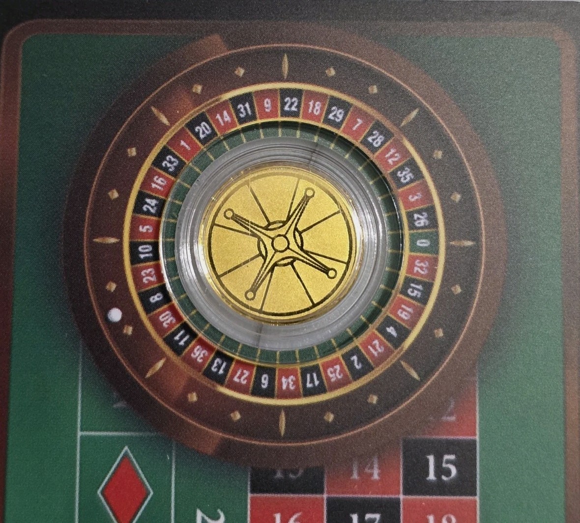 Roulette GOLD 1/1000 oz .999 Fine Coin in Card COA Limited Mintage 10,000🔥