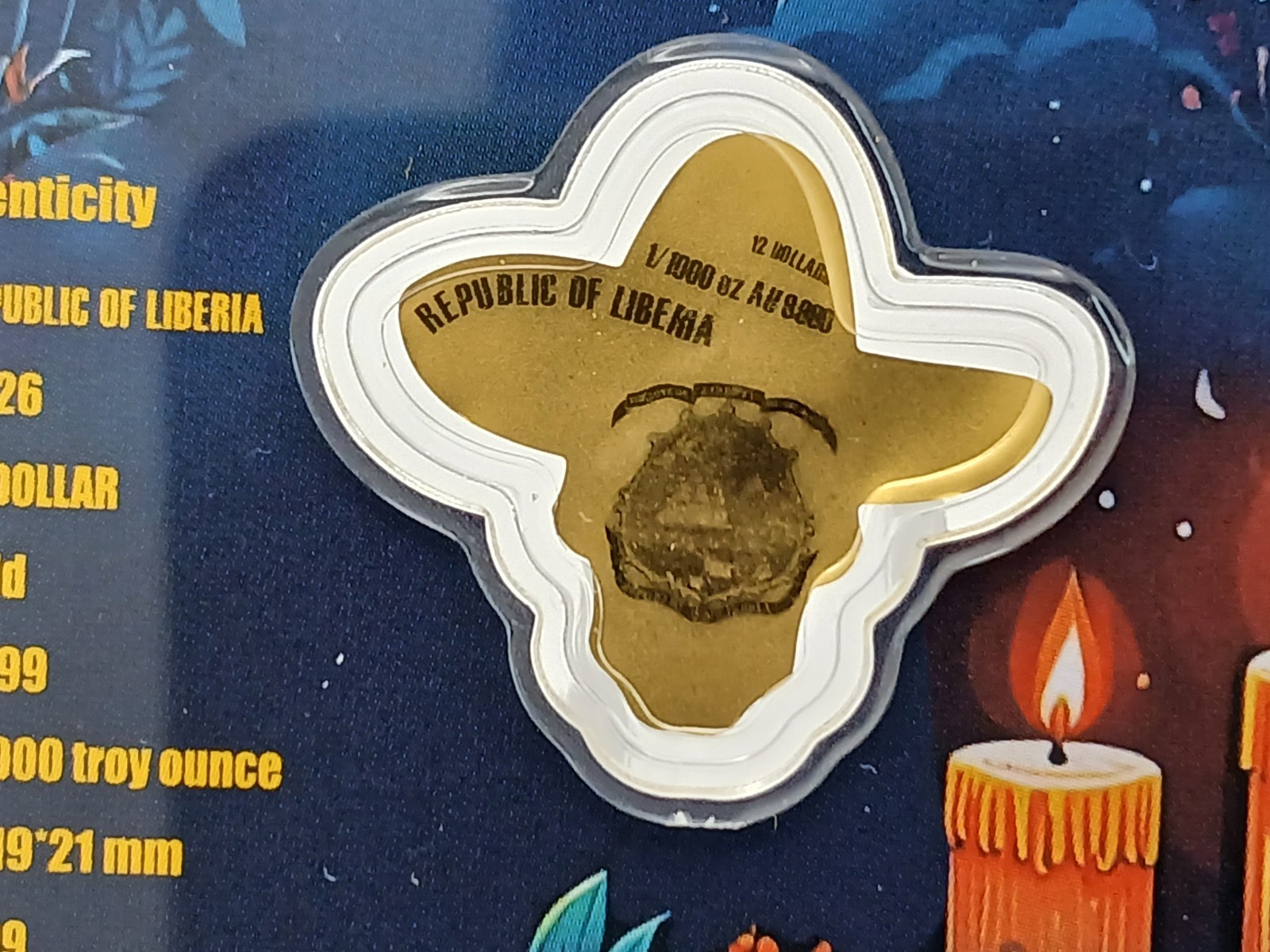 2026 Dia De Los Muertos Guitar Head Shaped 1/1000 oz .999 Fine Gold Card