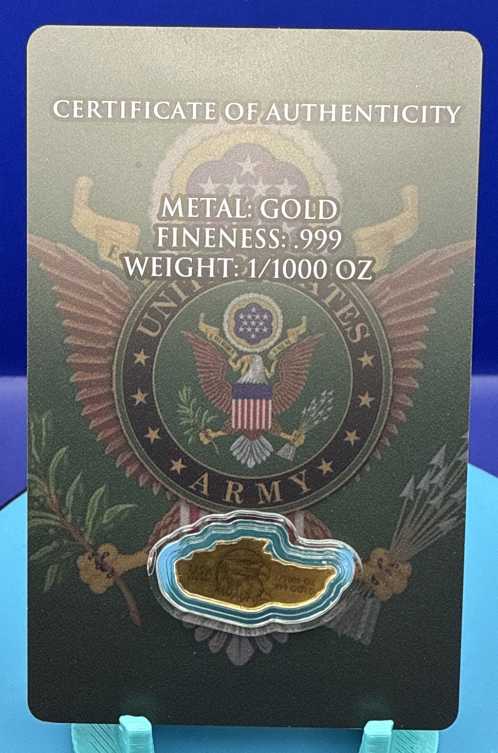 2026 U.S. Army Tank Shaped 1/1000 oz Gold Coin in Card (9,999 Mintage)
