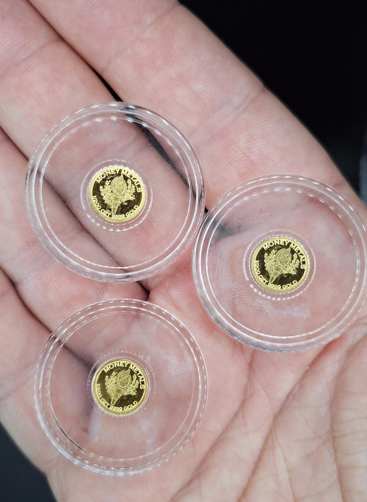 Set of 3 | Mercury Gold Dime Rounds | 1/200 oz .9999 Pure Gold ✨