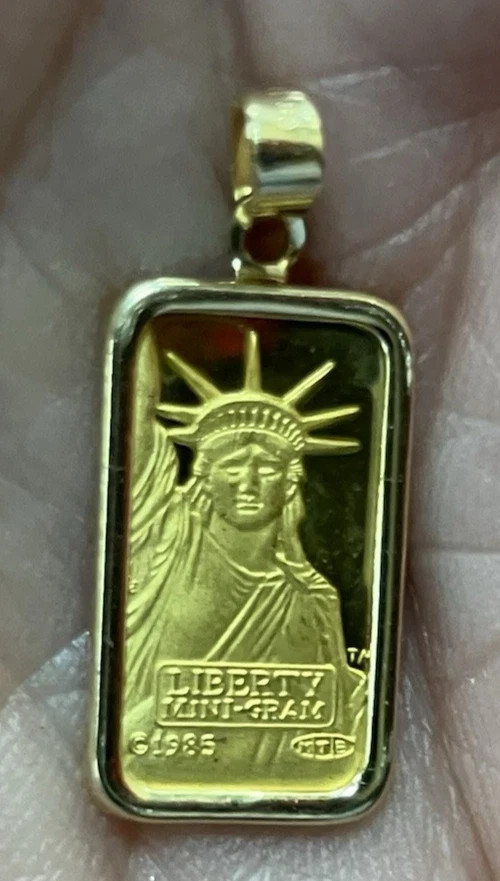 24K GOLD Credit Suisse 999.9 FINE INGOT 1g BAR / 14K PENDANT NECKLACE CHAIN 1.3g