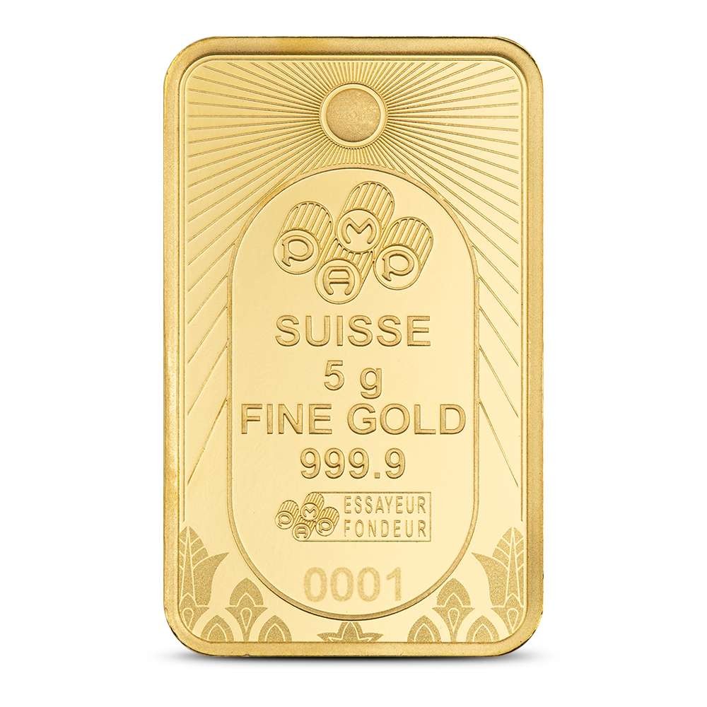 5 Gram PAMP Suisse Lucky Scarab Gold Bar (New w/Assay)