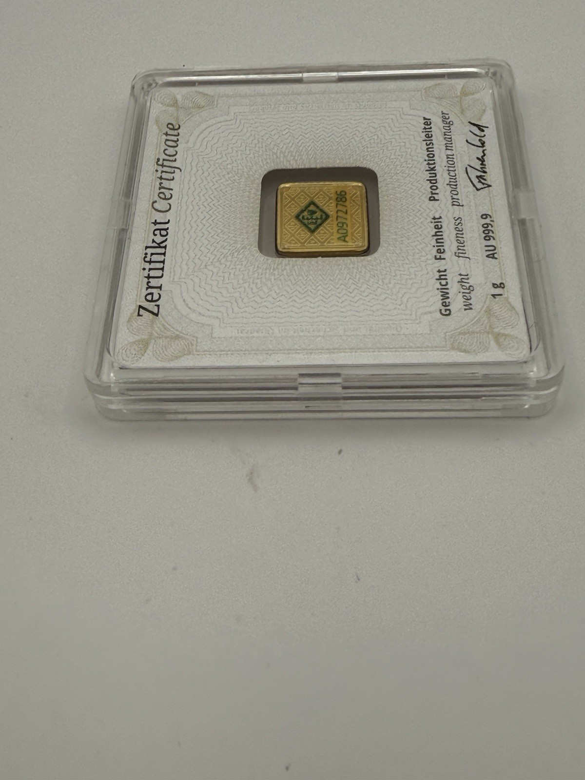 Geiger Edelmetalle 1g Gold Bar 0.9999 Fine Bullion