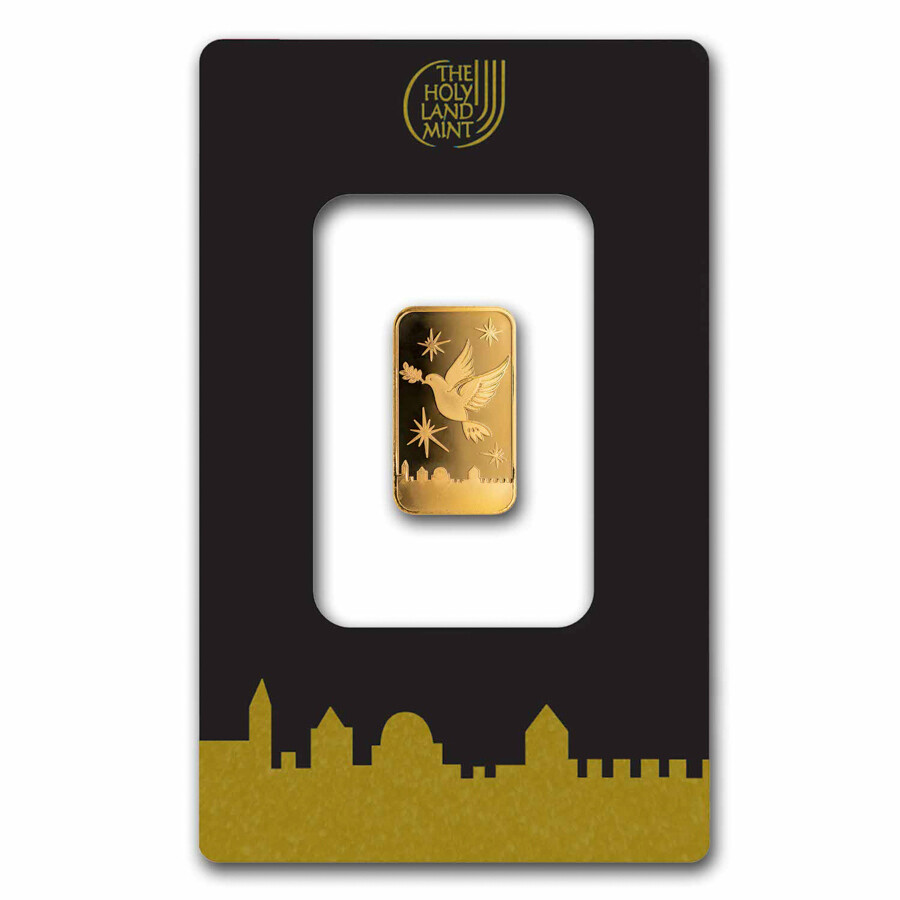 2.5 gram Gold Bar – Holy Land Mint Dove of Peace (In Assay)