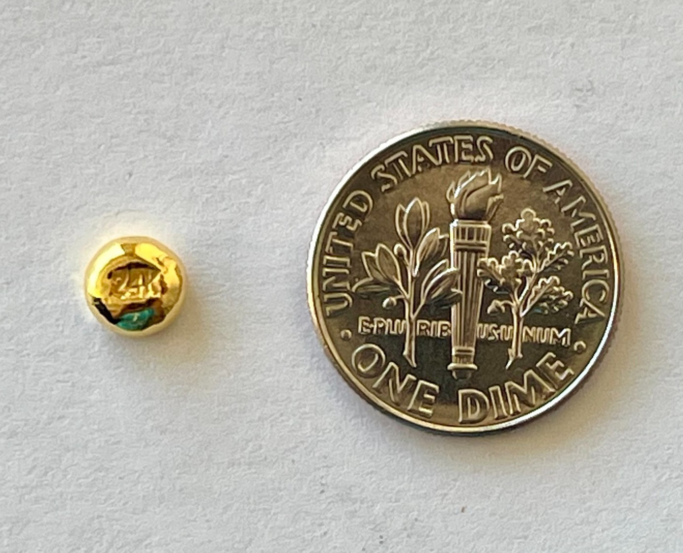 1 gram GOLD bar .9999 hand poured bar + 1g .999 silver bar