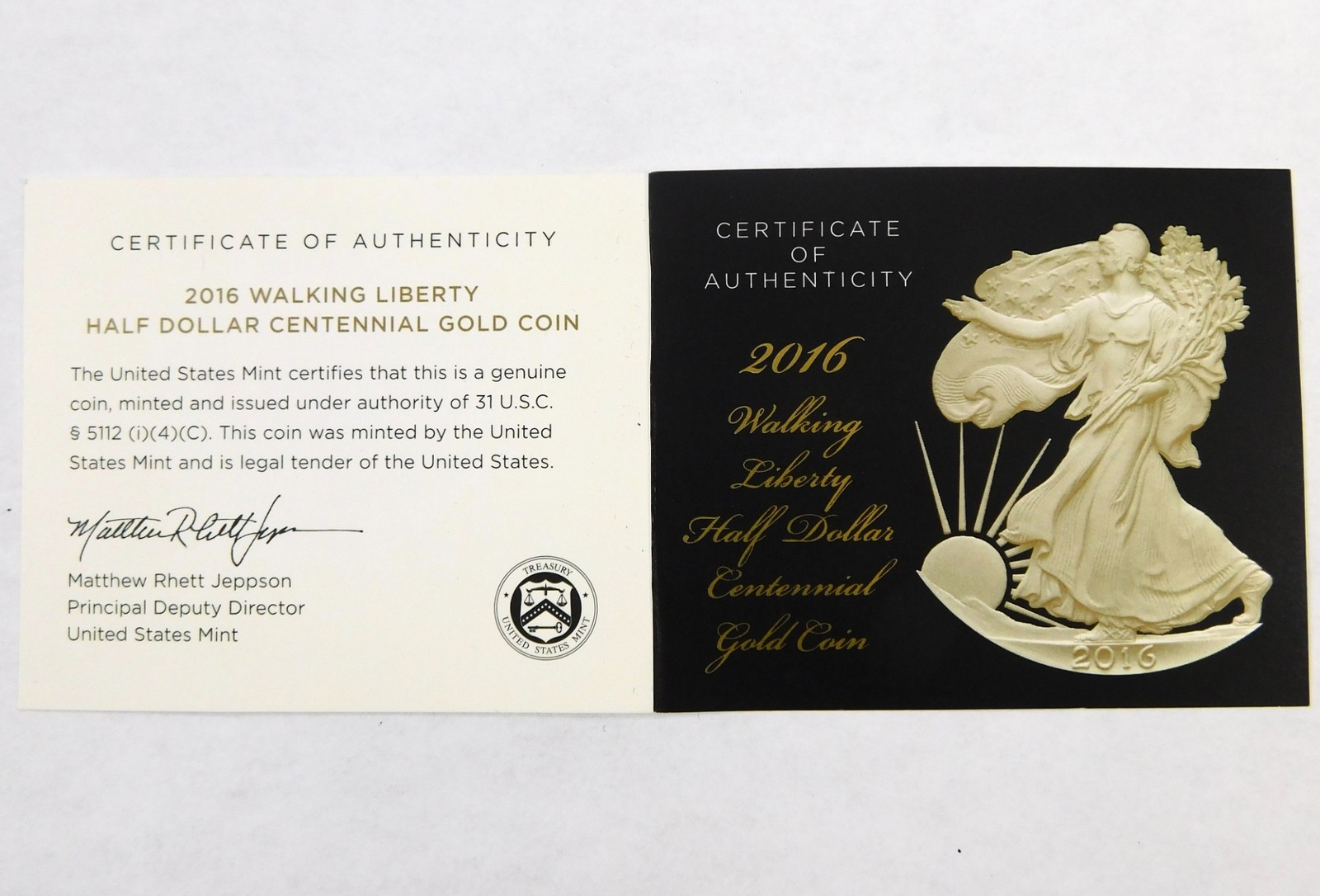 2016 W Walking Liberty Centennial $50 Gold Coin 1/2 oz .9999 US Mint