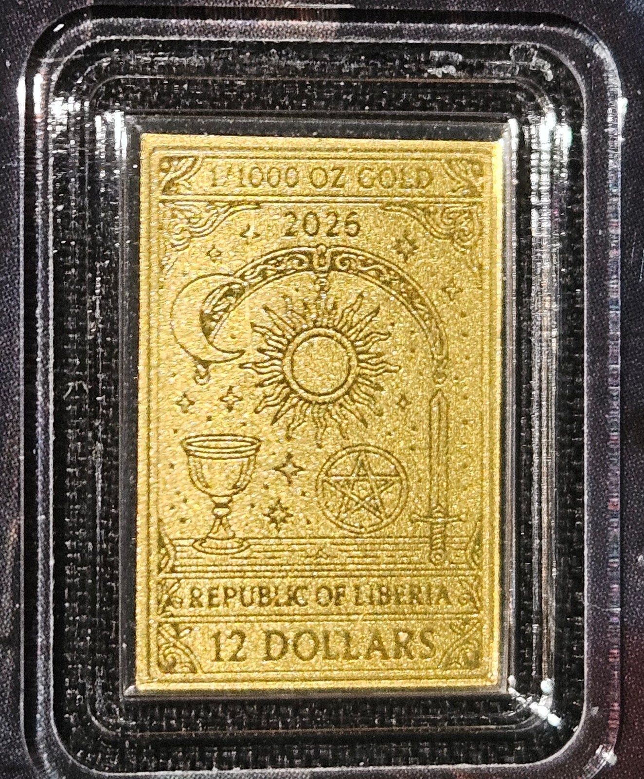 Lot of 3 – 1/1000 oz Gold bar The Magician in Card – 2026 Liberia