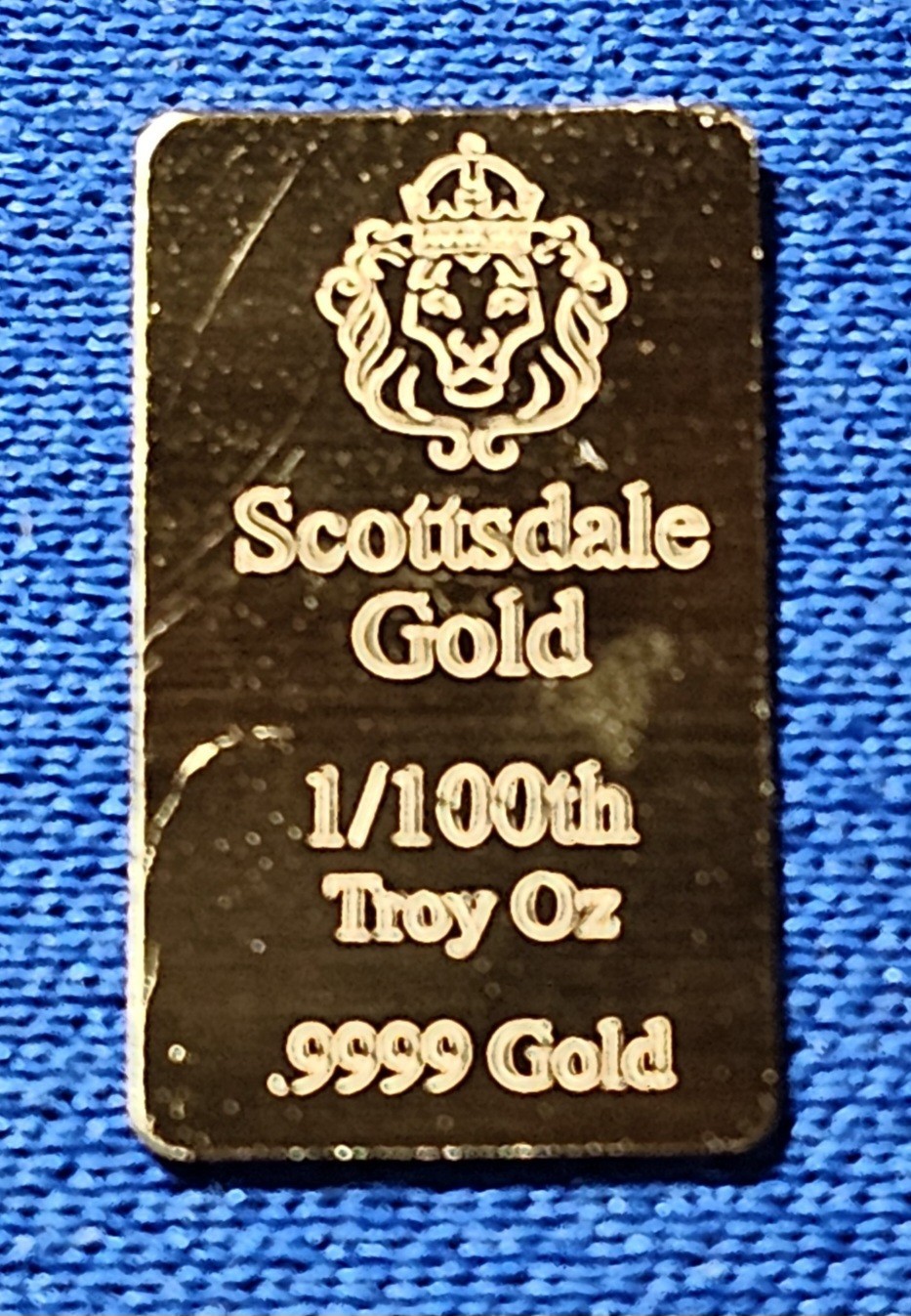 T 1/100 oz 0.9999 Fine Gold Bar – Scottsdale Mint