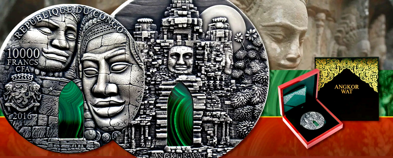 Silver coin, 1 kg: “ANGKOR WAT” 2016 antique finish w/box + CoA Mintage 100 pcs.