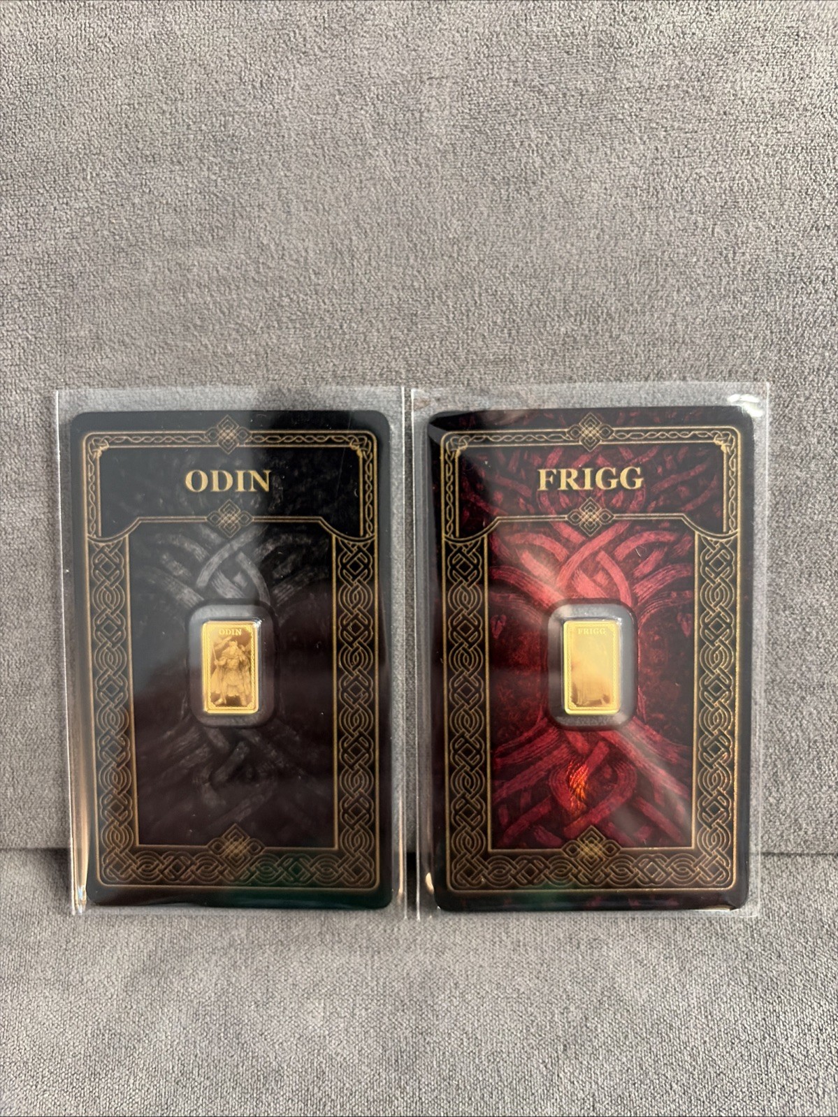 Gods Of Germania Mint Pair – Odin & Frigg Each 1/100 Oz Fine Gold AU 999.9 Proof