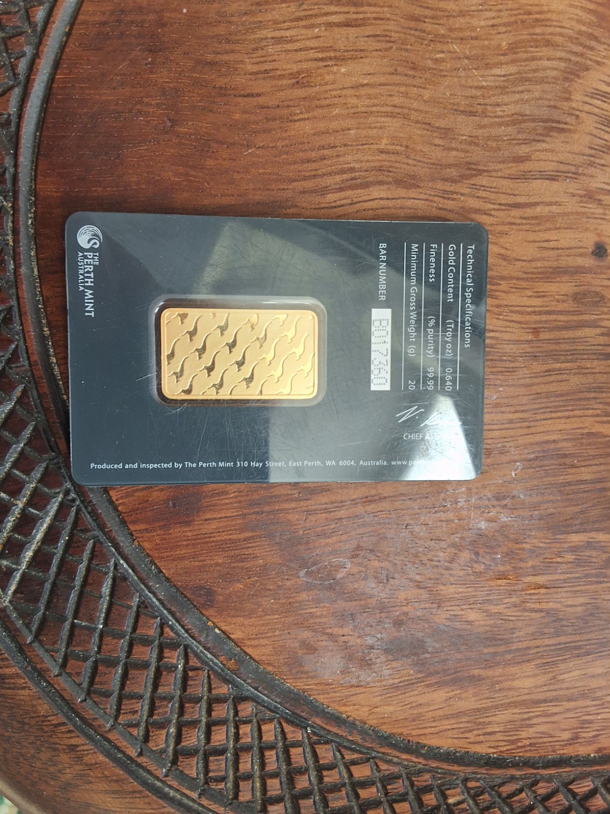 THE PERTH MINT 20 GRAM GOLD BULLION