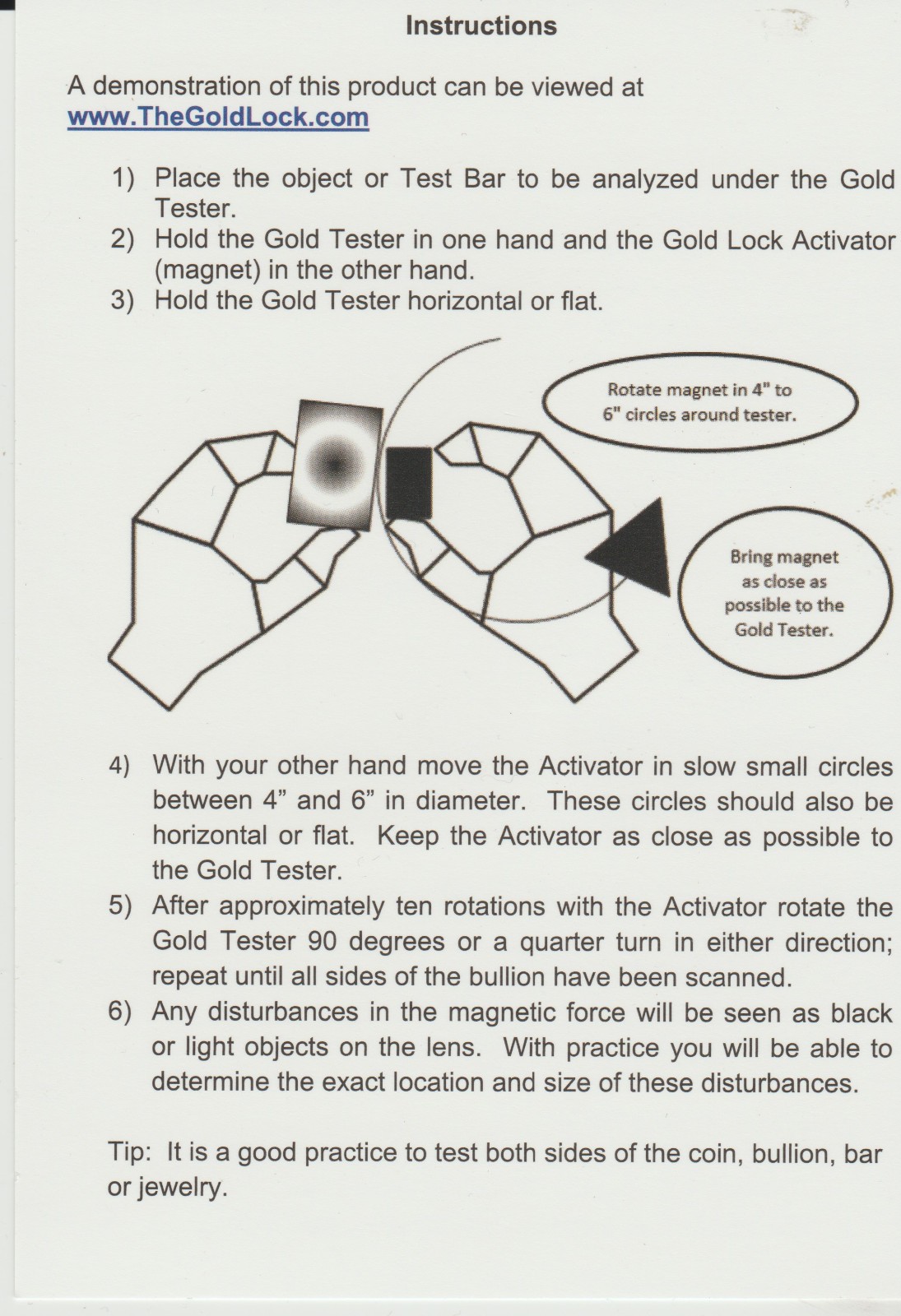 Gold Bullion Coin Tester Scanner-Fits in your wallet-Need this if you buy GOLD