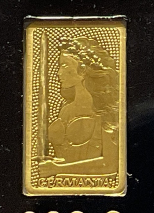 Germania Mint 1/100 oz Gold Bar in Plastic Capsule