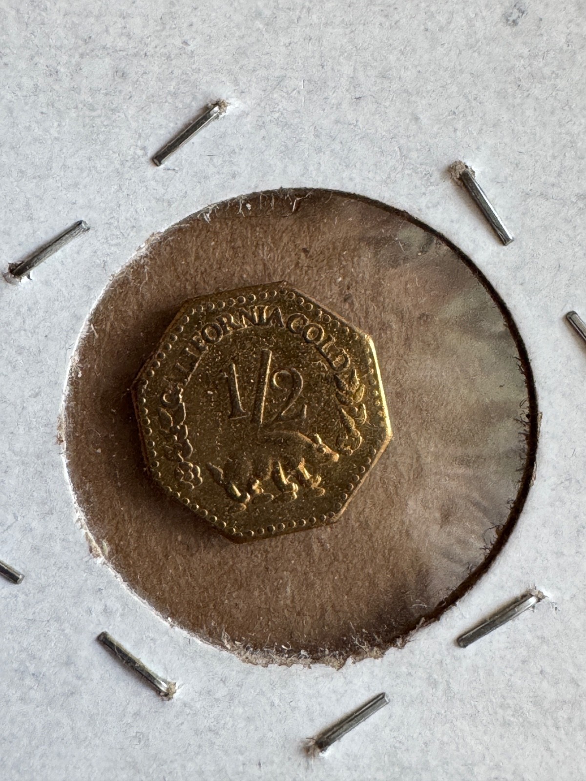 1857 California Gold 1/2 Dollar Fractional Coin Token – Liberty Head / Bear