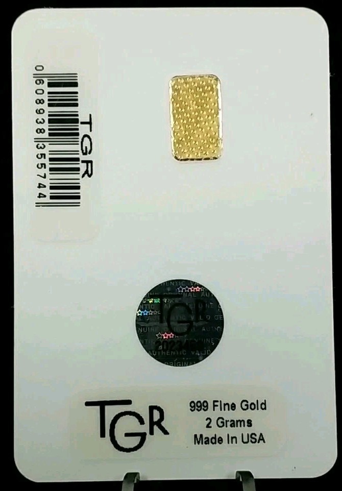2 GRAM GOLD TGR BAR 24K PREMIUM BULLION 999.9 FINE INGOT #7529