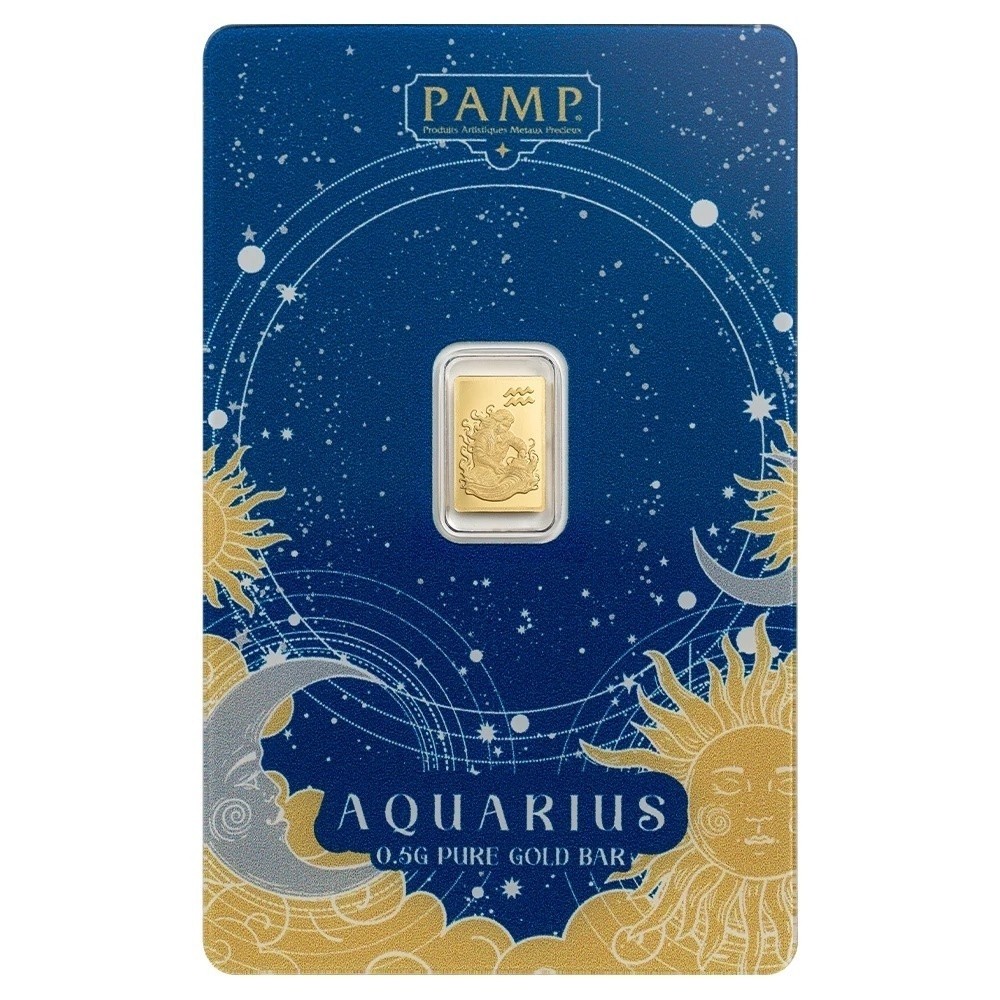 1/2 gram Gold Bar – PAMP Suisse Zodiacs – Aquarius