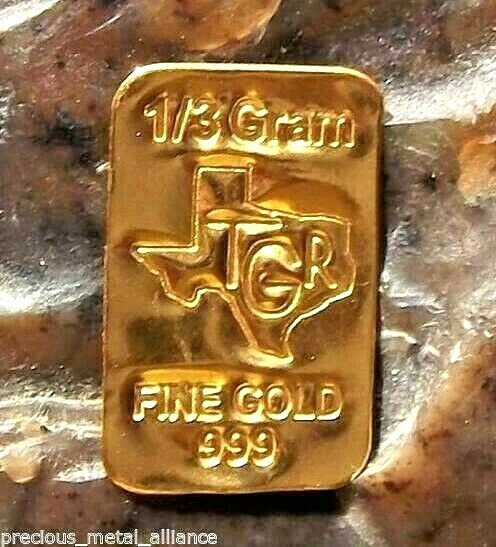 1 /3 gram Gold Bar – TGR TEXAS – 999.9 Fine in Assay