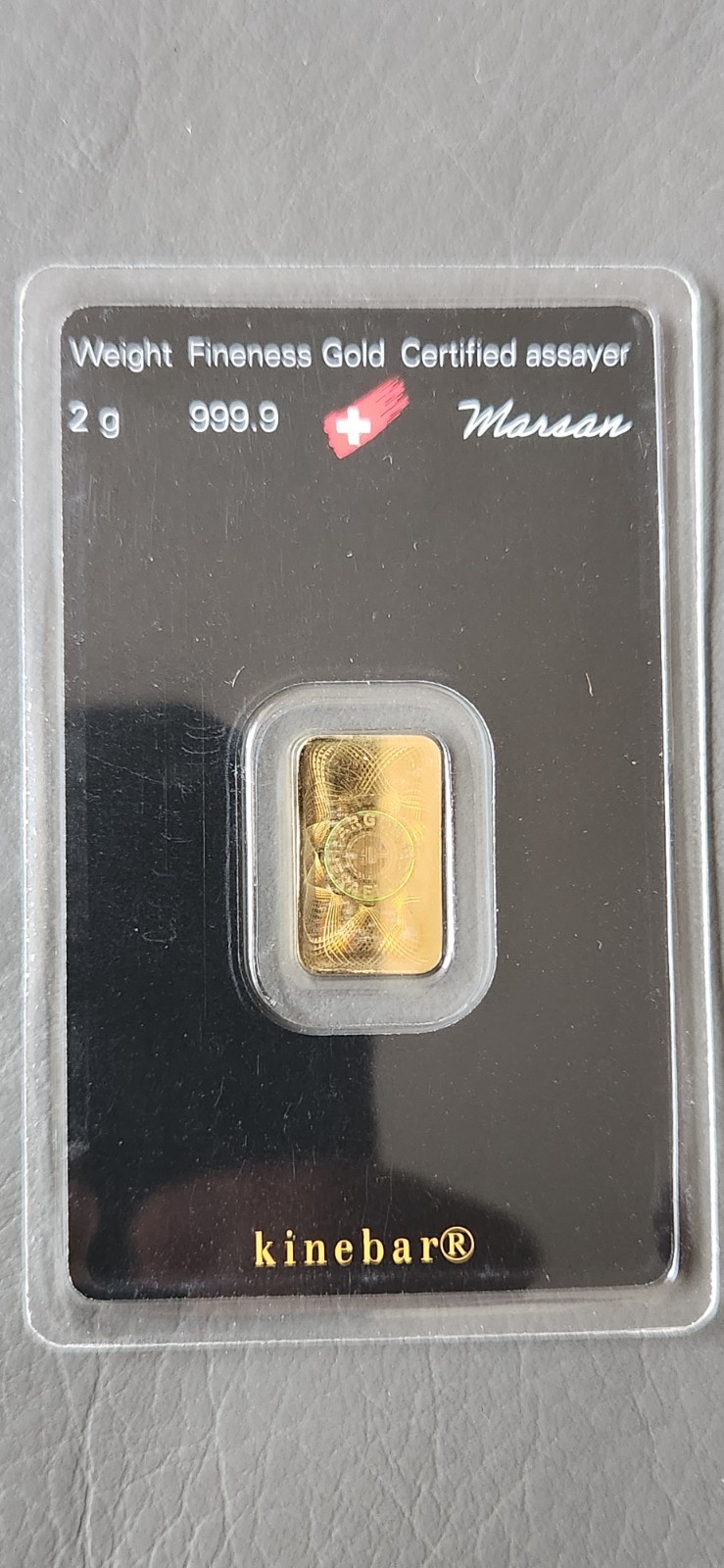 Argor-Heraeus 2 gram 999.9 Fine Gold Kinebar (In Assay) With Hologram Technology