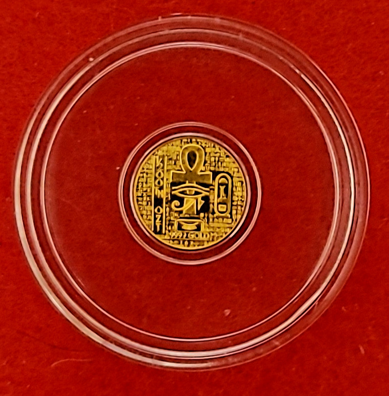1/200th Ounce Monarch Egyptian Scarab Anhk Gold Round in Capsule .9999