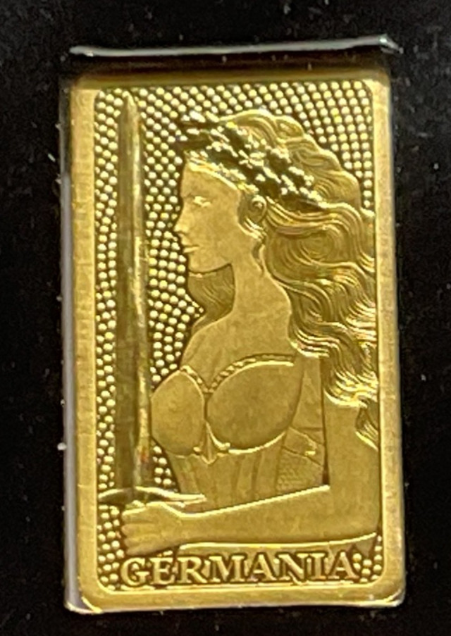 Germania Mint 1/100 oz Gold Bar in Plastic Capsule
