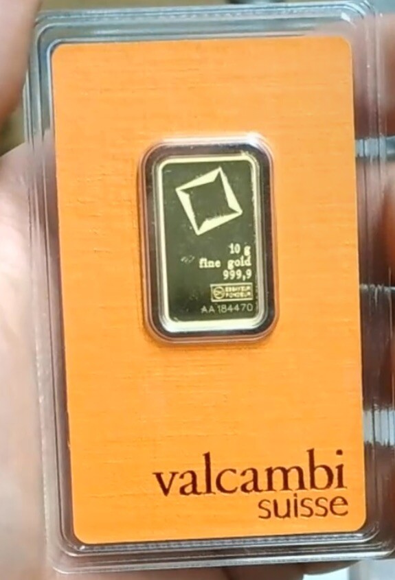10 Gram Valcambi Suisse .9999 Fine Gold Bar Certified Assay -PURE 10 Grams TUQBA