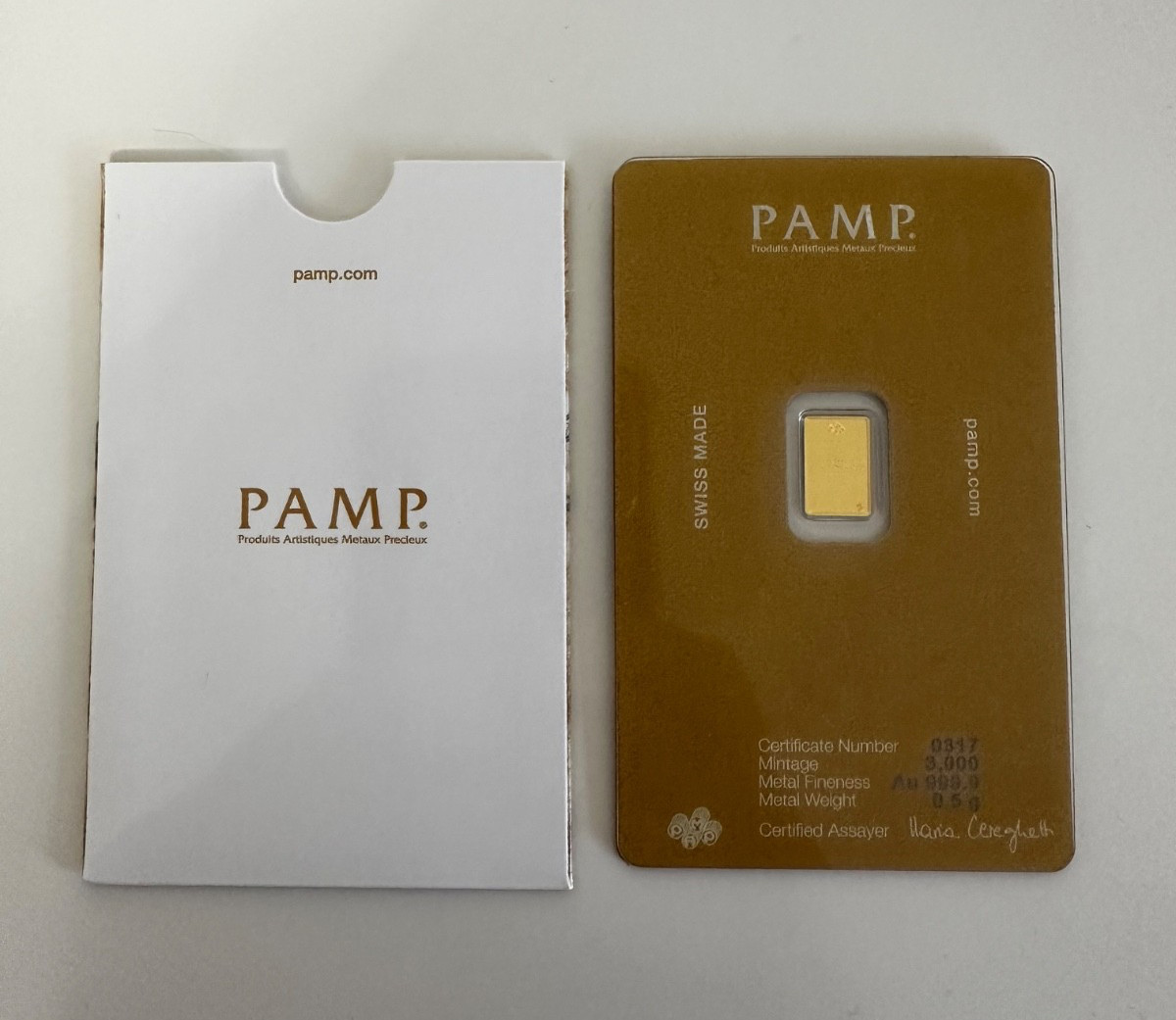 PAMP Suisse Lion of England 0.5g 0.5 Gram Gold Bar .999 Limited Mintage 3000