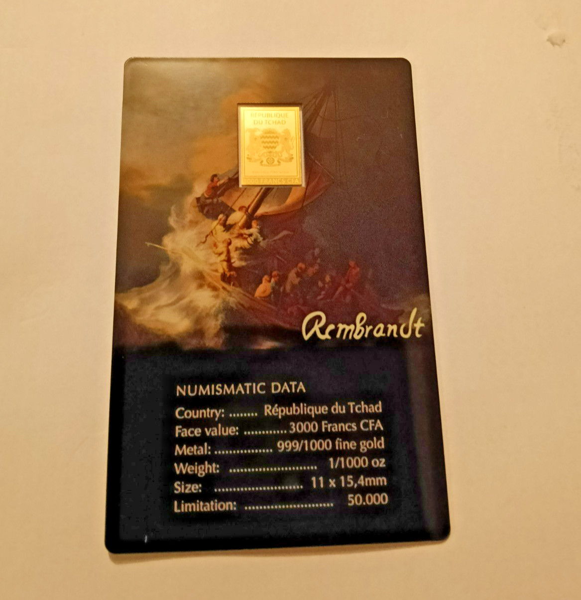 SET 3, MASTERPIECES OF FINE ART 1/1000TH OZ GOLD COIN BARS SALE PRICE NO OFFERS