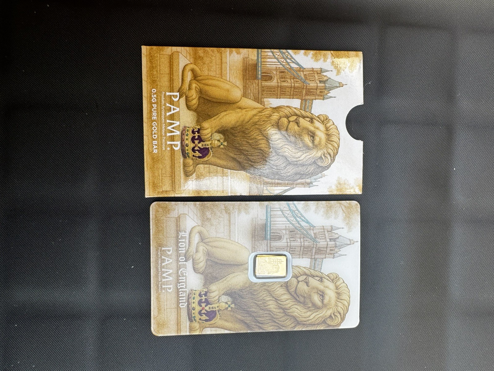 PAMP London Lion 0.5g Gold Bar .9999 Gold Limited 3000 CertiPAMP Sealed