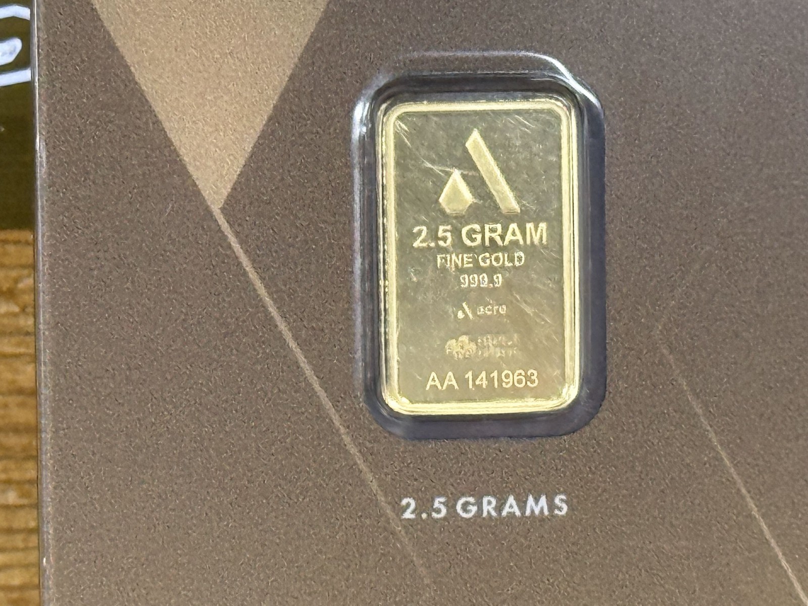 2.5 Gram Acre Alpine Collection Gold Bar .9999 Fine Gold Sealed Assay Card