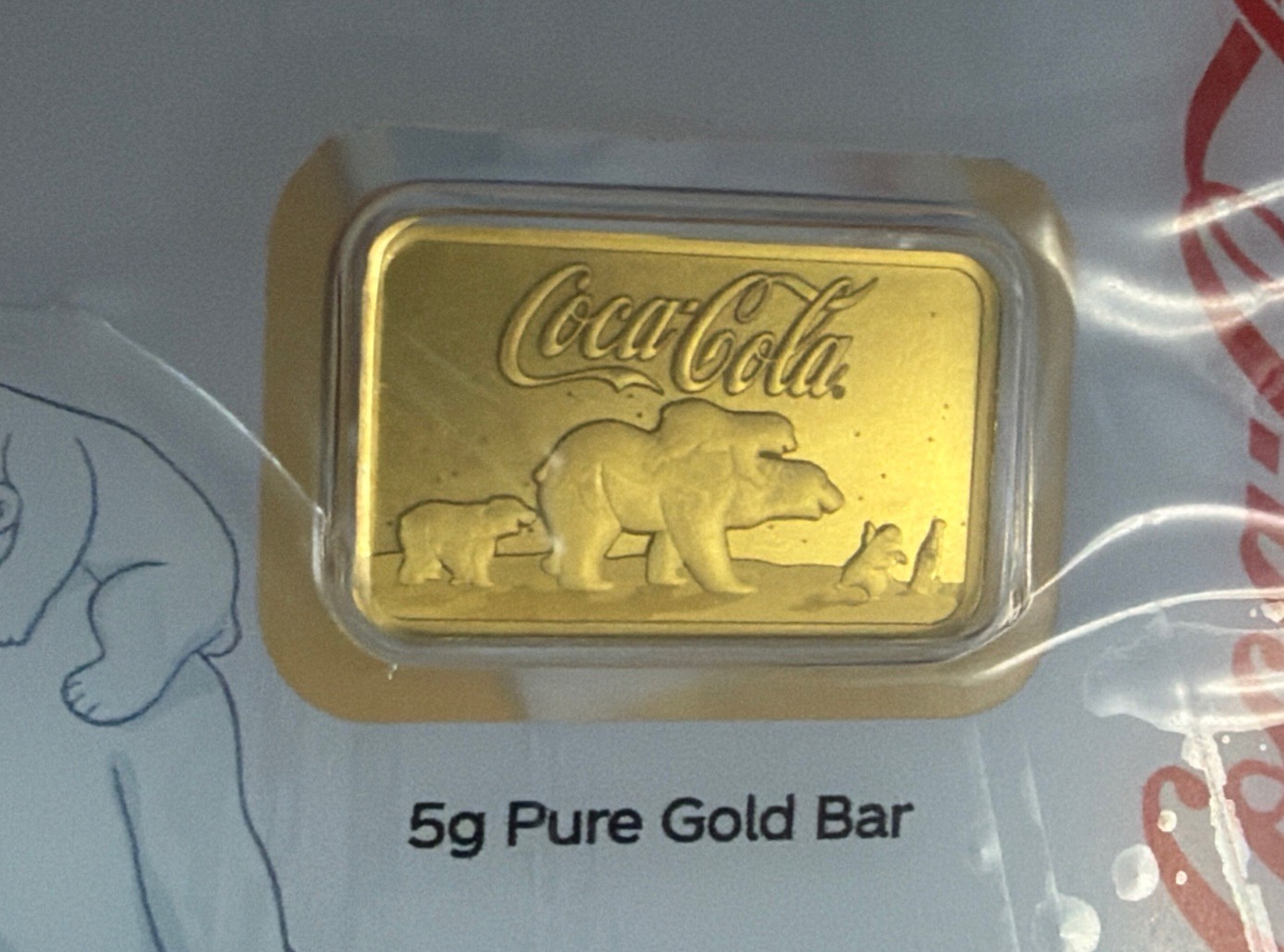 2026 Pamp Coca Cola Polar Bear & Friends 5 Gram Gold Bar – In Assay w/Sleeve