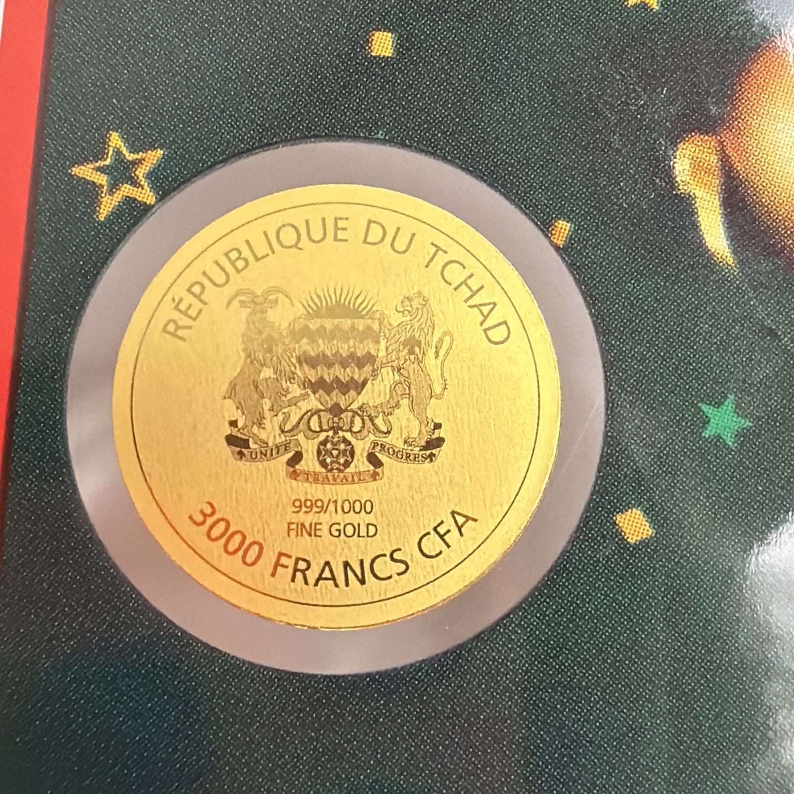 Coca-Cola Santa Christmas 1/1000 Oz .999 FINE Gold Coin Chad 3000 CFA Franc