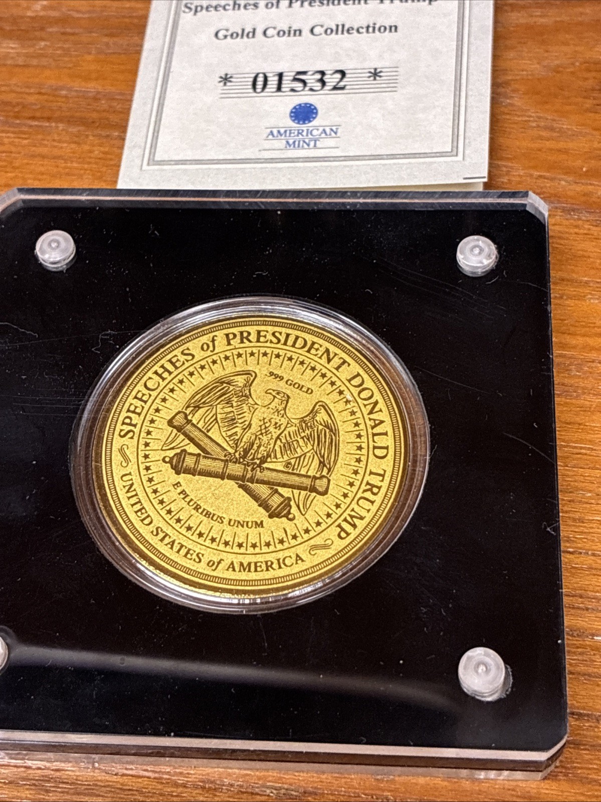 2022 1/200 OZ .999 GOLD AMERICAN MINT DONALD TRUMP W/COA