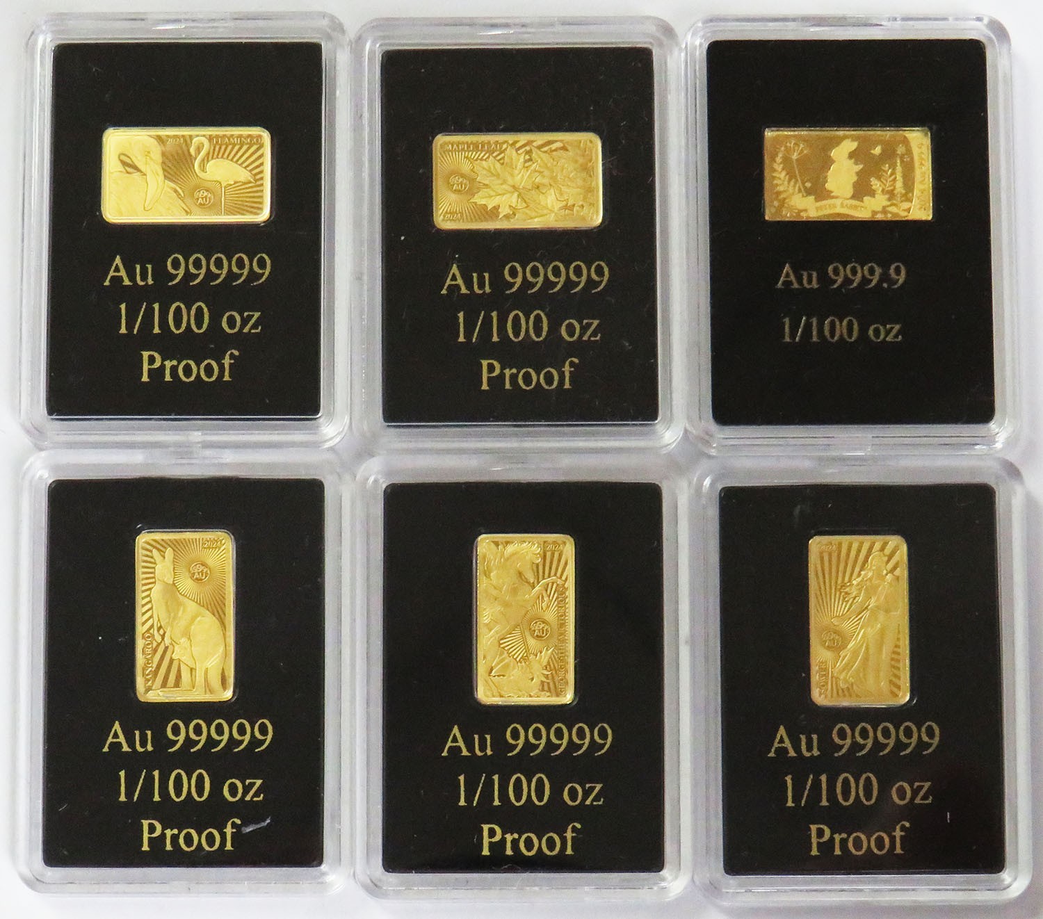 (6) 2024 GOLD SOLOMON ISLANDS 1/100 OZ GOLD .99999 FINE BULLION BAR