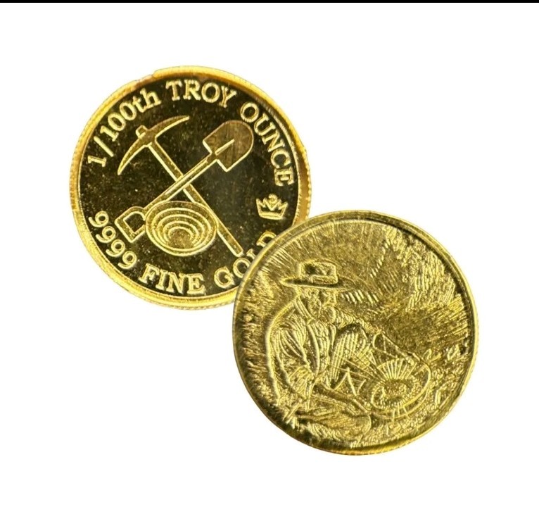 1/100 oz .9999 Fine Gold Round Gold Prospector in capsule