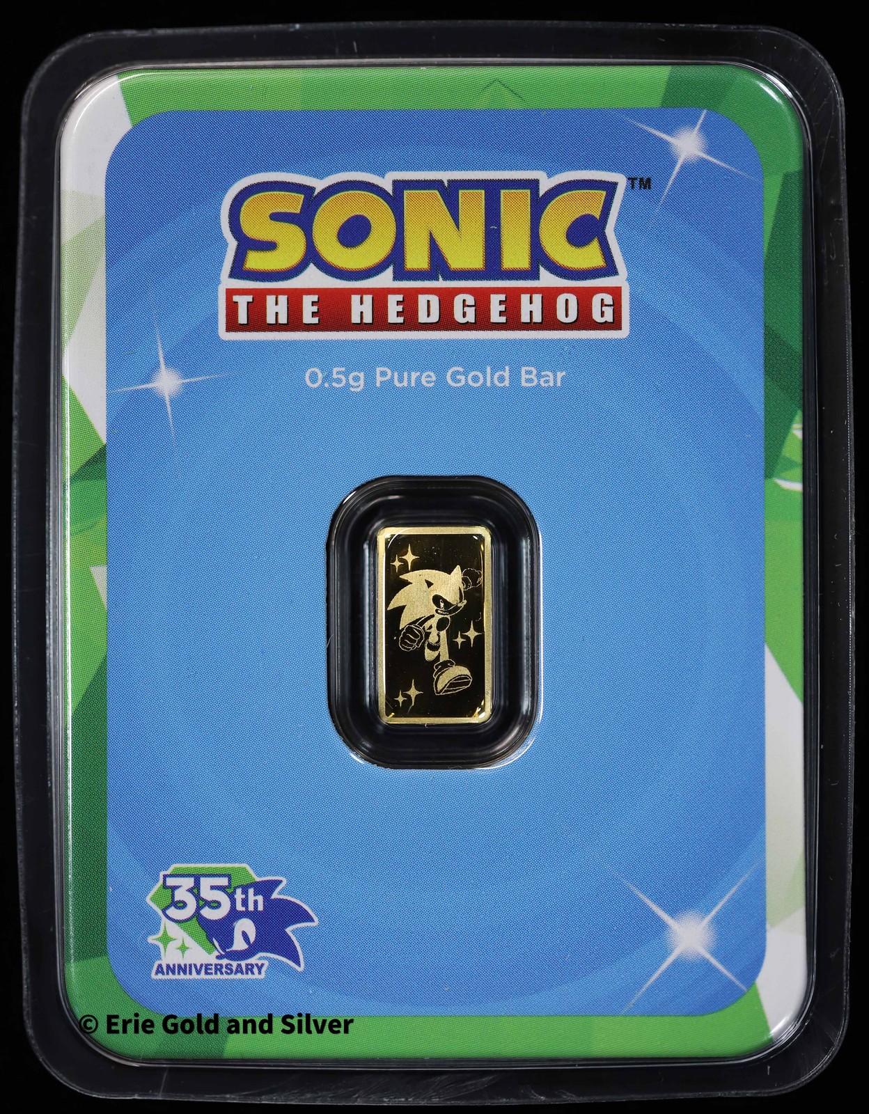 Sonic The Hedgehog .5 Gram Gold Bar in Assay Card | 35th Anniversary