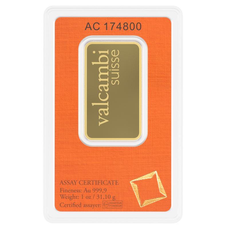 1 oz Gold Bar – Valcambi Suisse .9999 Gold Bullion Bar (In Assay) #A688