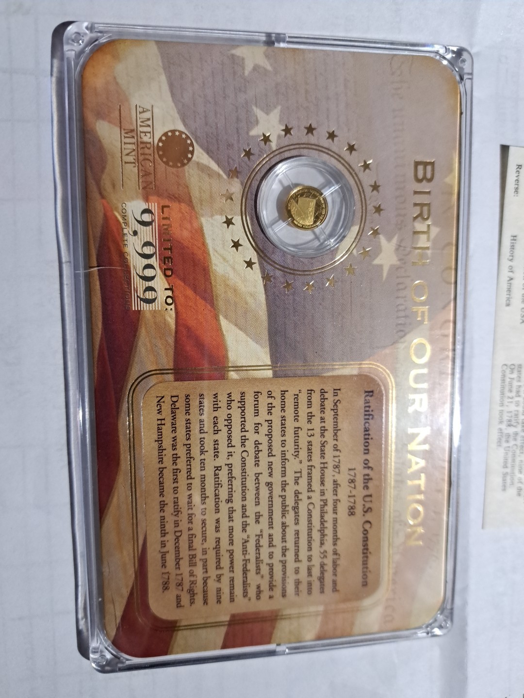 2009 Birth Of Our Nation Ratification Of The U.S. Constitution .5 Gram 14Kt Gold