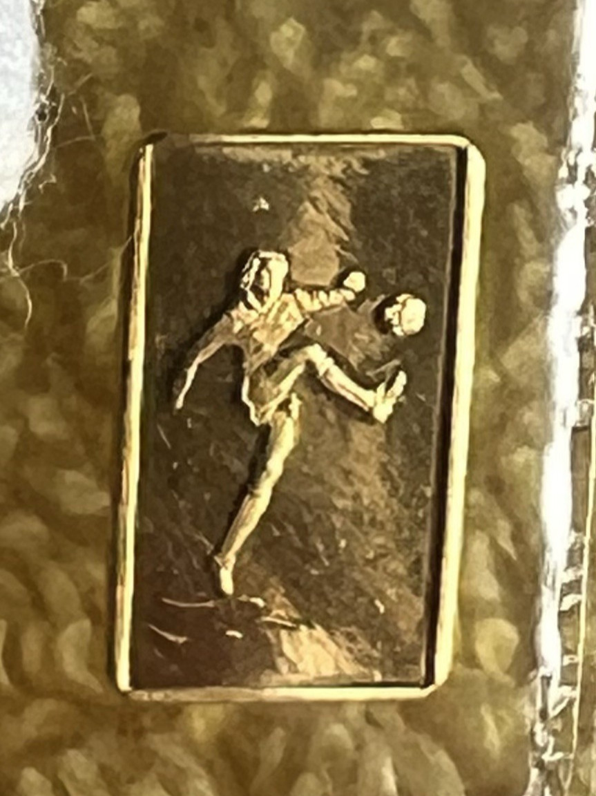 Vintage PAMP Suisse 1 Gram Soccer / Football player 24K Gold Bar – Free Ship!